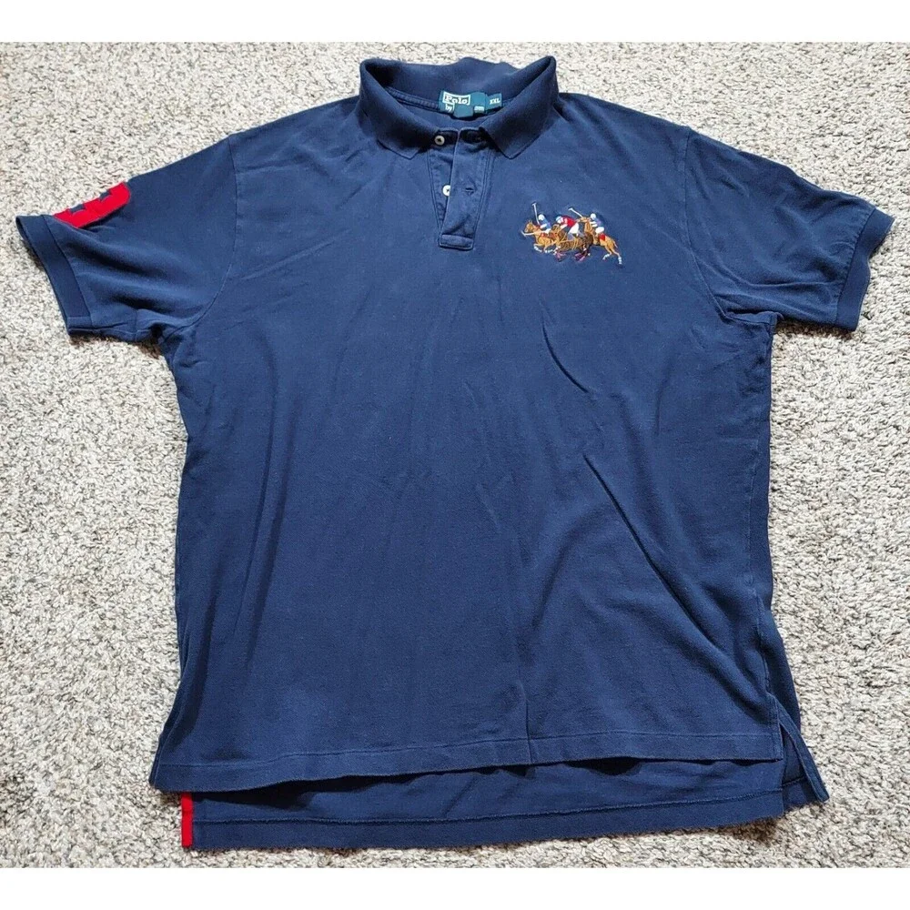 Polo Ralph Lauren Men's XXL Blue Label 3 Red Polo Players Pony Horses